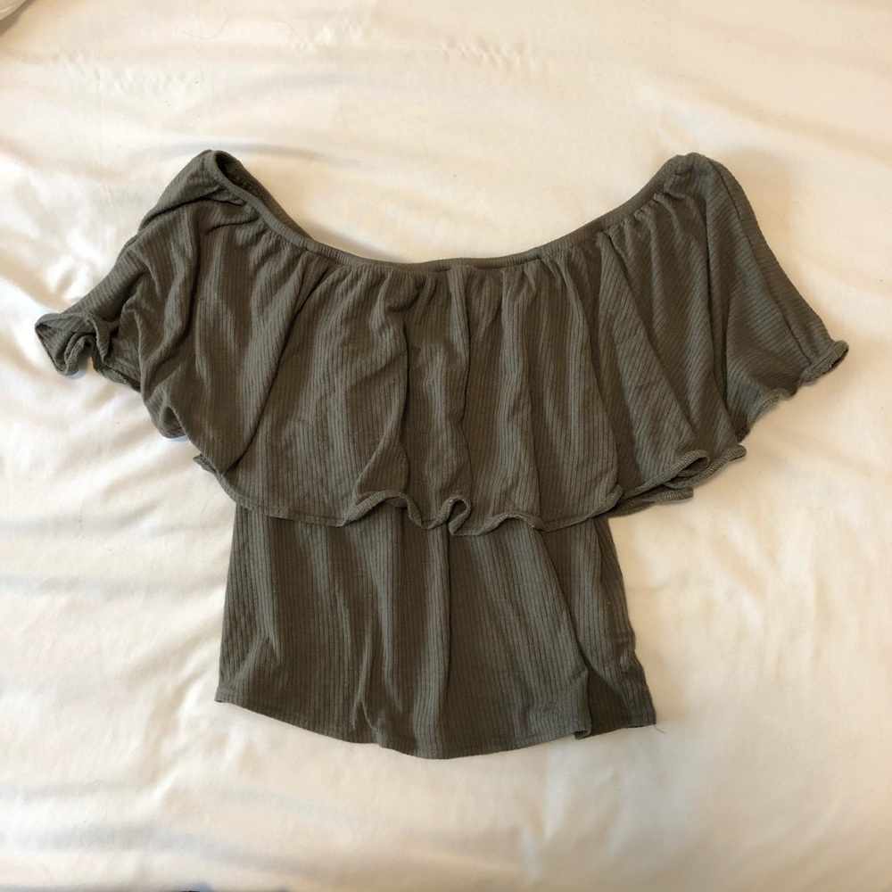 Green off the shoulder top